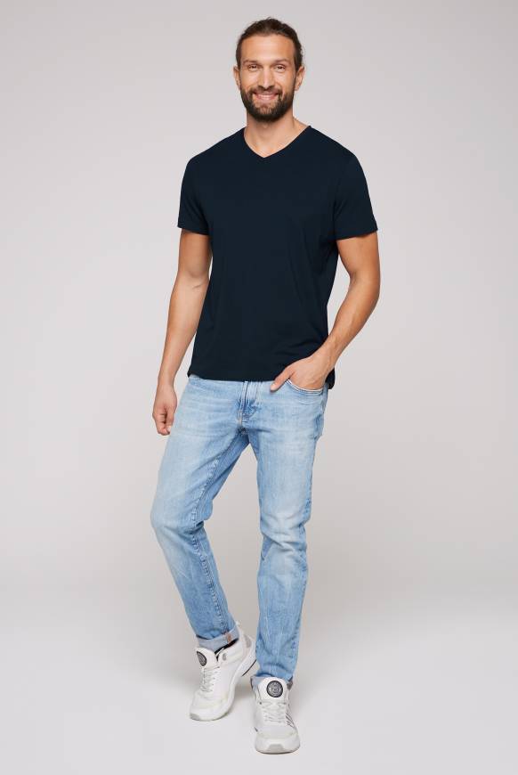 Soccx Basic T-Shirt mit V-Neck, Doppelpack blue navy / blue navy Blitzverkäufe