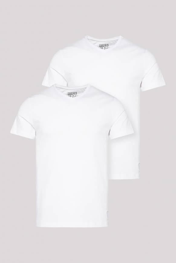 Soccx Basic T-Shirt mit V-Neck, Doppelpack optic white / optic white Schlussverkauf
