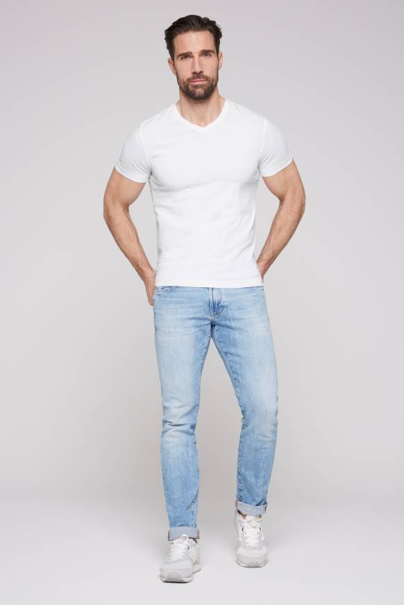 Soccx Basic T-Shirt mit V-Neck, Doppelpack optic white / optic white Schlussverkauf