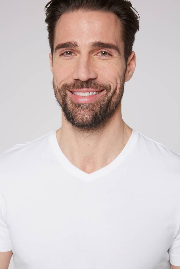 Soccx Basic T-Shirt mit V-Neck, Doppelpack optic white / optic white Schlussverkauf