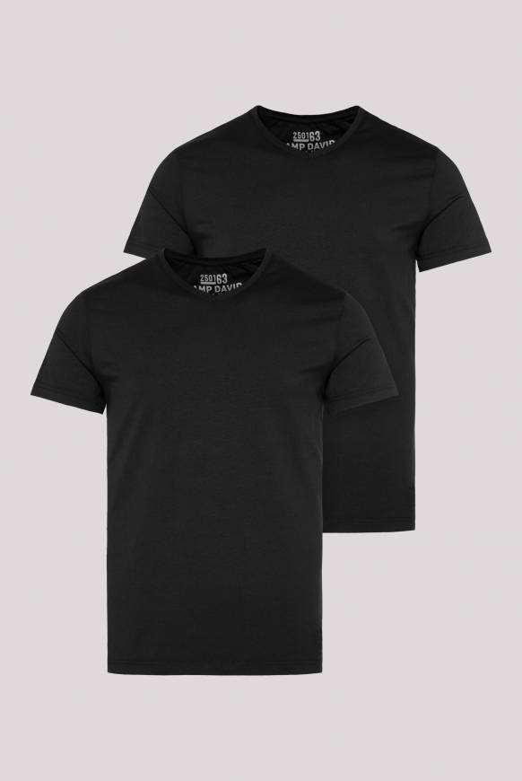 Soccx Basic T-Shirt mit V-Neck, Doppelpack black / black Limitierter Zeitrabatt