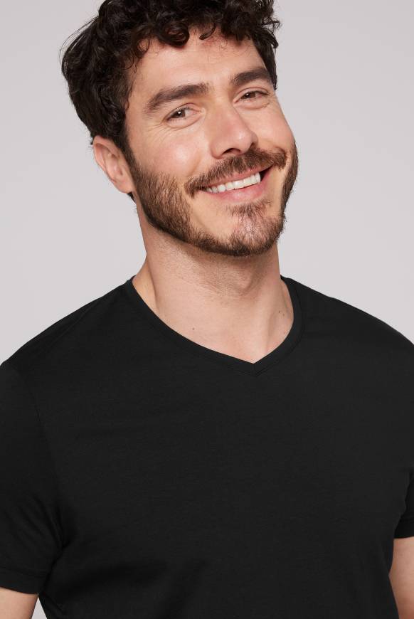 Soccx Basic T-Shirt mit V-Neck, Doppelpack black / black Limitierter Zeitrabatt