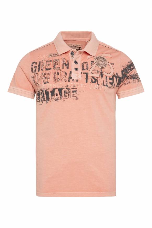 Soccx Poloshirt mit Label-Applikationen old peach M Auslauf