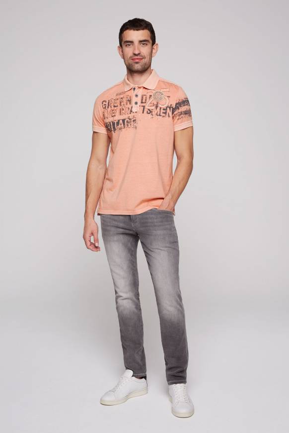 Soccx Poloshirt mit Label-Applikationen old peach M Auslauf