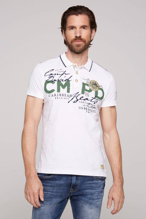 Soccx Poloshirt mit Puff-Print-Details opticwhite M
