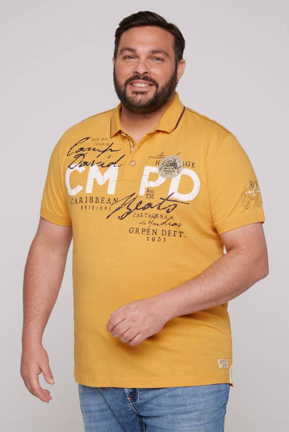 Soccx Poloshirt mit Puff-Print-Details warm sun
