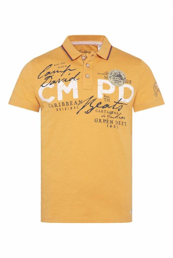 Soccx Poloshirt mit Puff-Print-Details warm sun Günstiger Verkauf