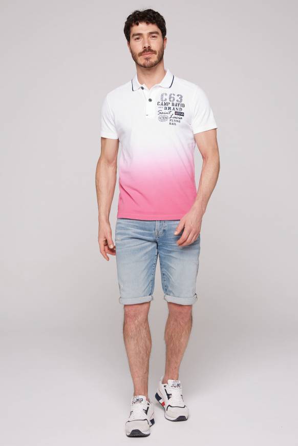 Soccx Pikee-Polo Dip Dye mit Logo Artworks opticwhite / pink punch Günstiger Verkauf