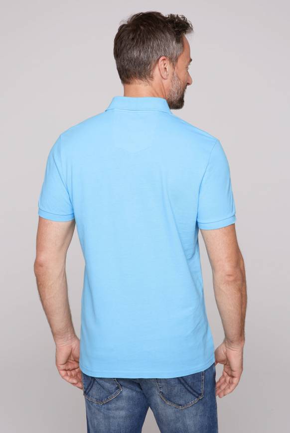 Soccx Kurzarmpolo aus Pikee mit Label Print aqua Zeitlich begrenztes Angebot