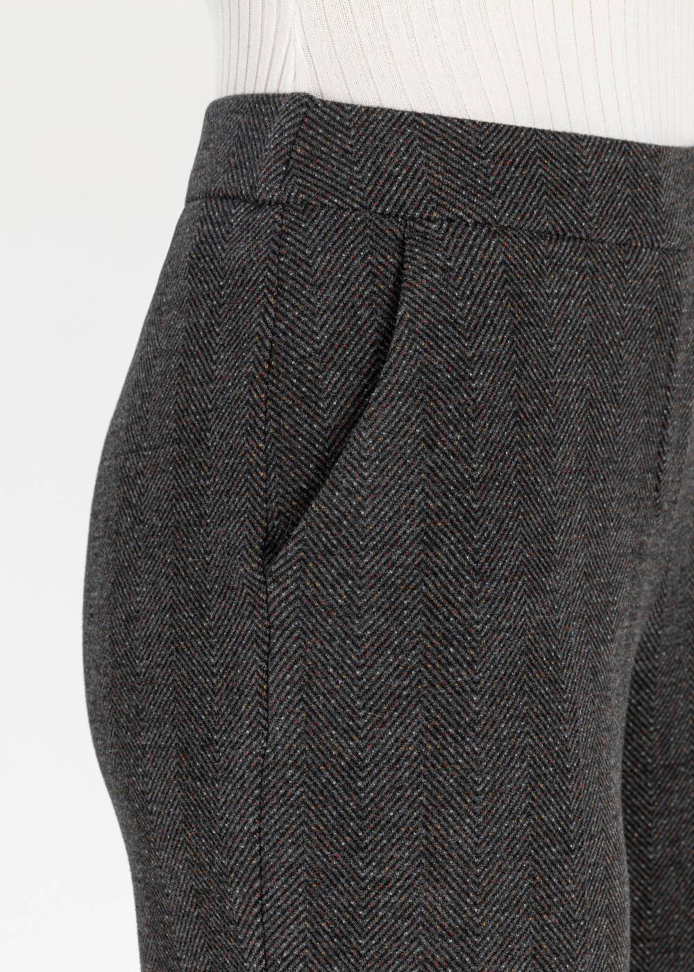 Stehmann Relaxed Hose Flanna in Fluffy Herringbone Qualität Black Friday
