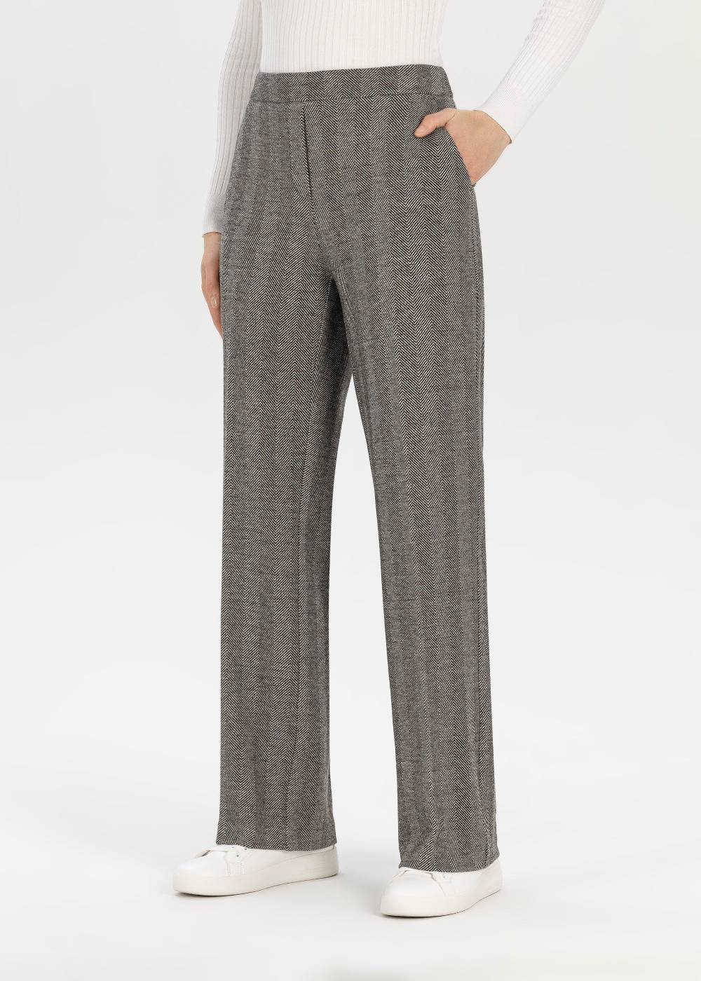 Stehmann Relaxed Hose Flanna in Fluffy Herringbone Qualität Günstiger Verkauf