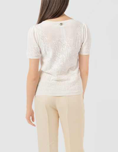 TWIN-SET Strick-Shirt mit Lochstrick-Ornament Hotsell