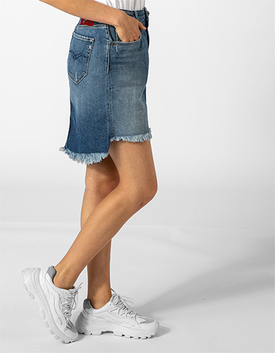 Replay Jeansrock mit Fransensaum Super Rabatt
