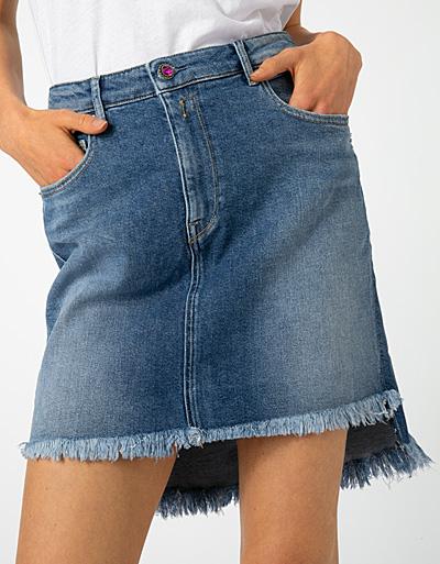 Replay Jeansrock mit Fransensaum Super Rabatt