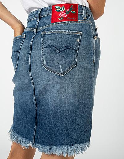 Replay Jeansrock mit Fransensaum Super Rabatt